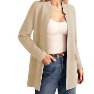 GRACE KARIN Cardigan Coatigan Beige Xl Pockets Soft Career Capsule Boho Chic